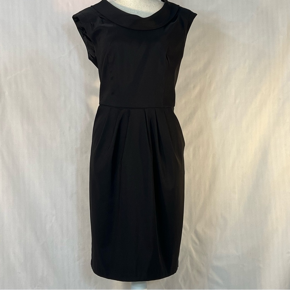 Aylx Black Dress Cocktail Sleeveless Hand Pockets Portrait Collar 12
